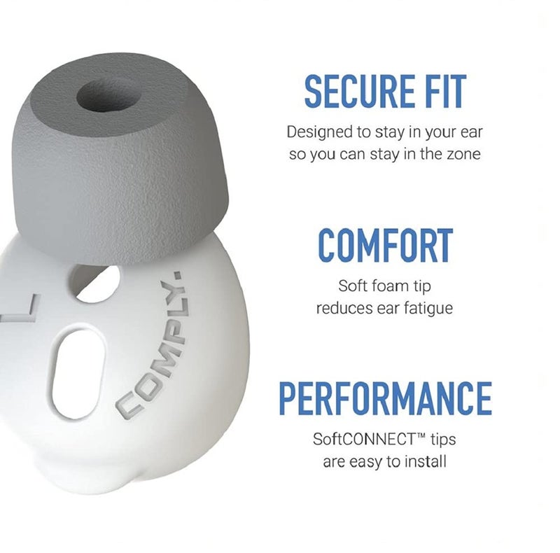 Comply SoftCONNECT | Foam Replacement Earbud Tips for Apple AirPods 1 & 2, Earpods, Most Generic Models of Comparable Size | Gray, Large (2 Pairs) - Image 4